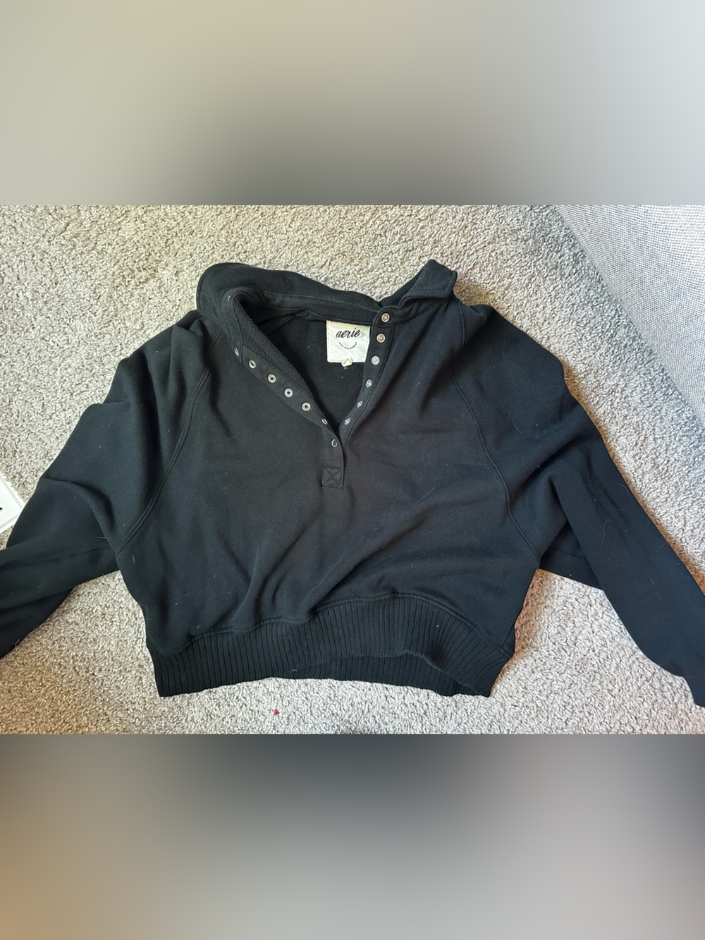 aerie Black Snap-Placket Turtleneck Pullover